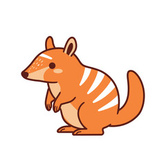Cute cartoon numbat animal illustration with stripes.