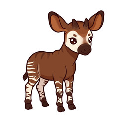 Cute Cartoon Okapi Standing.