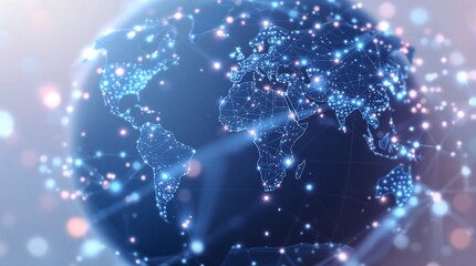 Global network technology background digital world map connection internet communication concept