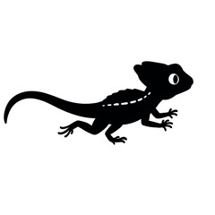 Silhouette of a Crested Gecko A Simple Vector Illustration.