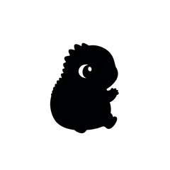 Silhouette of a Cute Spiky CartoonStyled Baby Dinosaur.