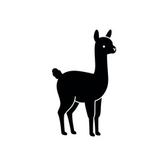 Silhouette of a Llama Standing Tall in Black and White.