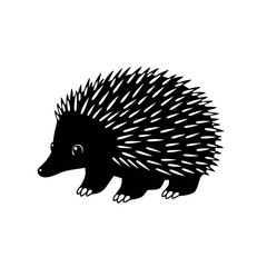Stylized Echidna Illustration Black and White.
