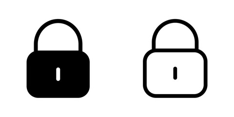 Minimalist Padlock Icons. Solid and Outline Lock Symbols for Security and Privacy Design
