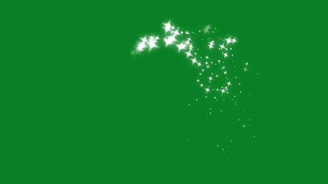 Magic luxury glitter light circle trail, Sparkling star dust spiral particle light effect on a green screen background, wind fairytale decoration, shining light effects. wavy lines, 4K