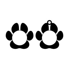 Dog paw monogram svg cut file. Isolated vector illustration.
