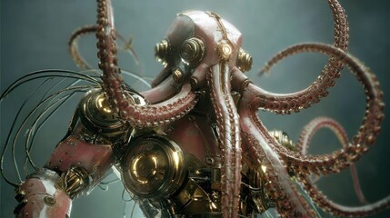 Obraz premium Steampunk octopus robot design