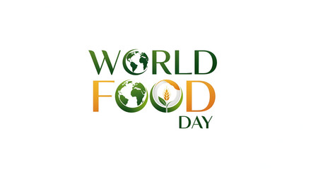 Symbolic logo design for a global food day awareness day featuring planet earth and a grain to promote sustainable agriculture