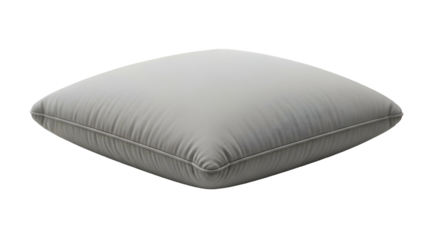 Simple square gray pillow with rounded edges on black background