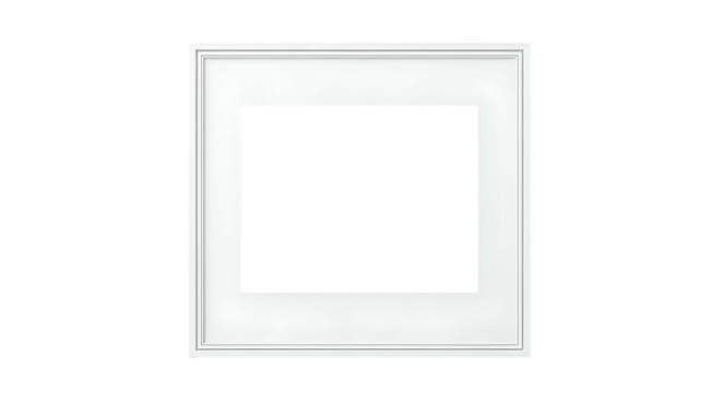 White framed window, blank center, on black background isolation