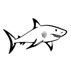Obraz premium Tiger Shark. Tiger Shark simple black and white line art vector logo