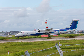 Aircraft approaching Fukuoka Airport runway