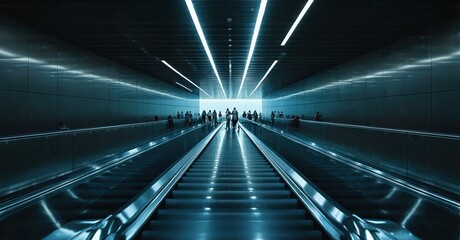 Glossy dark display off airport baggage claim area with conveyor belts nearby