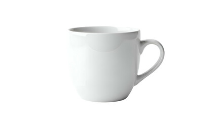 Fototapeta premium Glossy white, slightly curved mug with simple handle