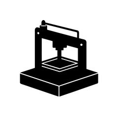 Illustration of a printing press machine on transparent background