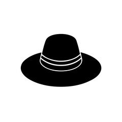 Silhouette of a hat with two white bands on transparent background