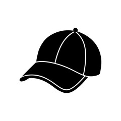 Black baseball cap silhouette on white background on transparent background
