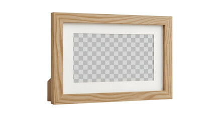 Fototapeta premium Light wooden frame holds blank checkerboard graphic template