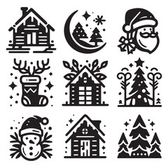 Christmas, Holiday, and Winter Icon Set (vector icons)
