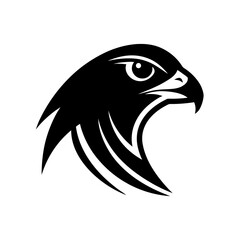 Stylized black eagle head profile view art on transparent background silhouette