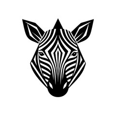 Stylized zebra head with black and white on transparent background silhouette