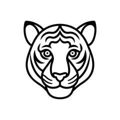 Tiger head outline with detailed stripes face on transparent background silhouette