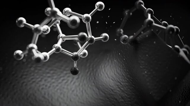 Molecule structure atom model scientific concept adsorption process chemistry illustration black and white molecular visualization molecule molecular