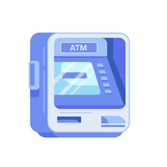 Isolated Blue Automated Teller Machine on Transparent Background Detailed Finance Icon Style Minimalist Design Banking System Vector Illustration