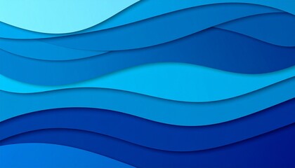 Layered blue waves flow in smooth gradients, forming a tranquil abstract oceanic composition.