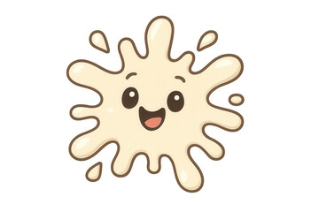 Cute cartoon milk splash character smiling, representing freshness, dairy products, and healthy food concepts. Transparent background