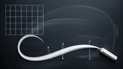 S curve milestone sweep chalkboard grid white chalk project plan timeline progress curve flow sketch concept strategy roadmap school education learning classroom note diagram design abstract