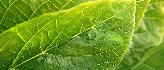 Soft Green lush leaf close-up stem vibrant tree fresh environment rainforest.