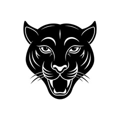 Illustration of a black panther head design on transparent background silhouette