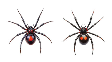 Venomous Spider: A black widow spider with red mark, sharp PNG.