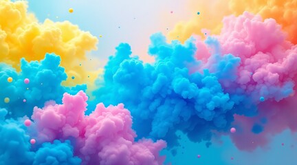Fototapeta premium Colorful explosion of powder paint creating a vibrant and artistic cloud of hues, perfect for backgrounds and creative designs with a playful touch
