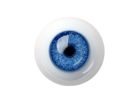 Vivid blue eye close up detailed iris sclera, Isolated On Transparent Background, Png