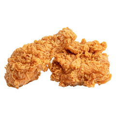 Crispy golden fried chicken tender on a transparent background. 