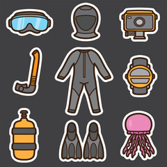 set of diving good for sticker, badge, element design, icon, etc