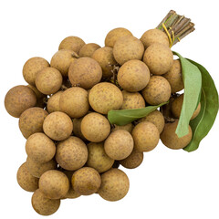 Fresh bunch of longan fruit on a transparent background. 