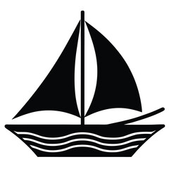 sailboat on water Silhouette Icon Vector Art