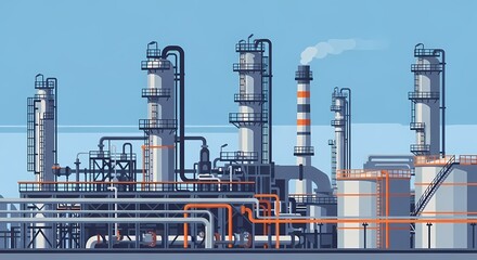 Obraz premium Industrial Refinery Plant An Illustration of Chemical Processing and Engineering Operations