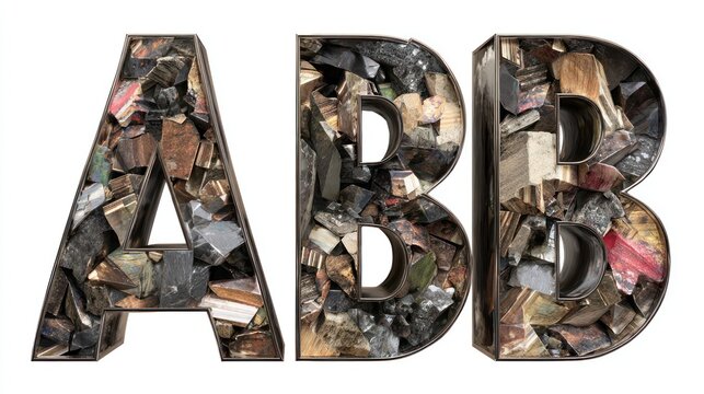 Abstract textured letters abb isolated on white background