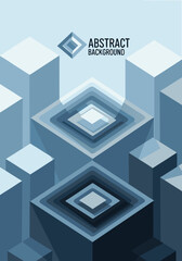 Fototapeta premium 3D Isometric Abstract Cube Background Vector, Modern Geometric Blue Structure Design for Technology and Digital Concept