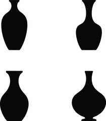 Collection of four elegant ceramic vase silhouettes displayed against a white background silhouette