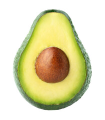 Cut of green avocado isolated on white background