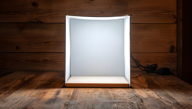 DIY White Lightbox on Wooden Background