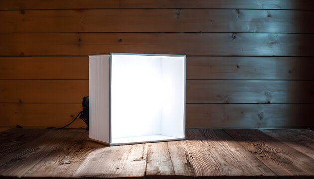 DIY White Lightbox on Wooden Background