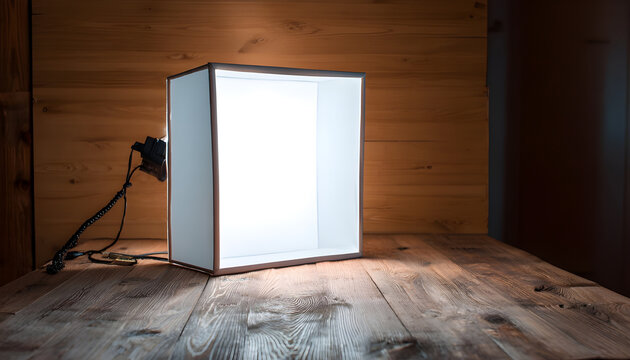 DIY White Lightbox on Wooden Background