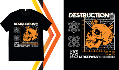Destruction T shirt design Urban style t-shirt design asthetic t-shirt design steetwear design.