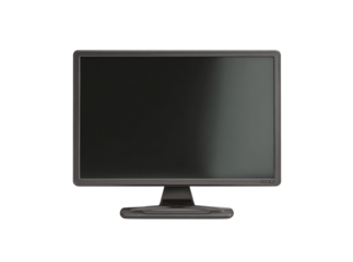 Sleek modern dark gray computer monitor display screen, Isolated On Transparent Background, Png